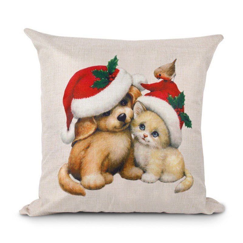 High Quality Festive Christmas Linen Pillowcase