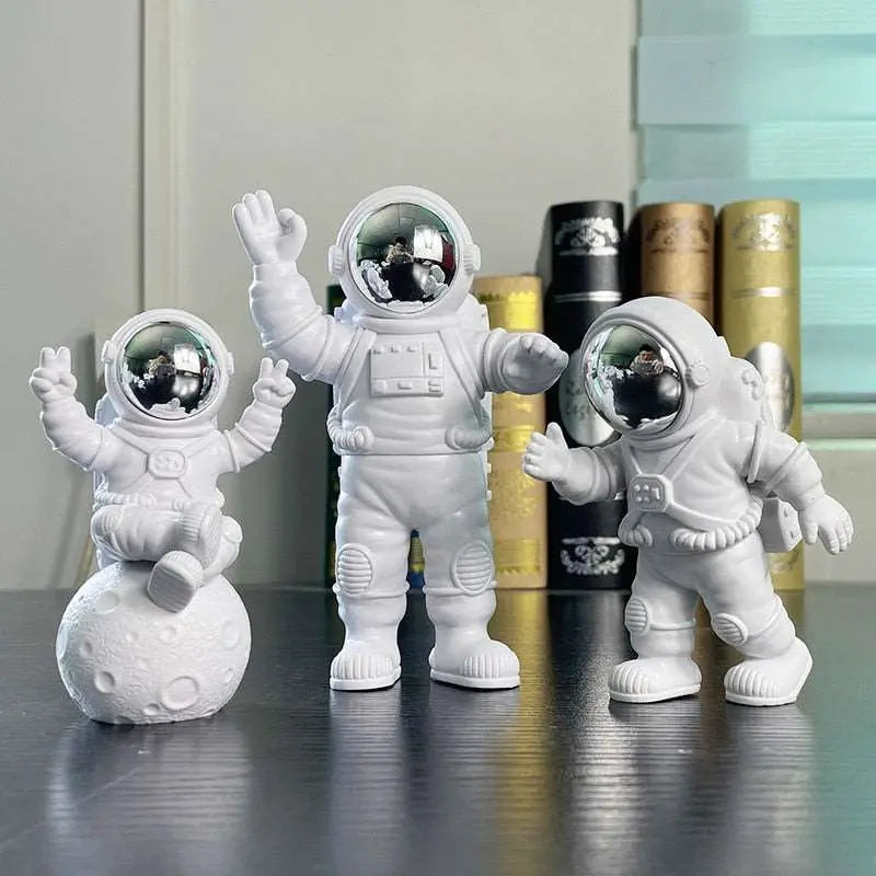 3 Piece Creative Resin Astronaut Ornament Figure Statue Spaceman Desktop Decor Modeling Kids Gift Home Decoration at acheckbox