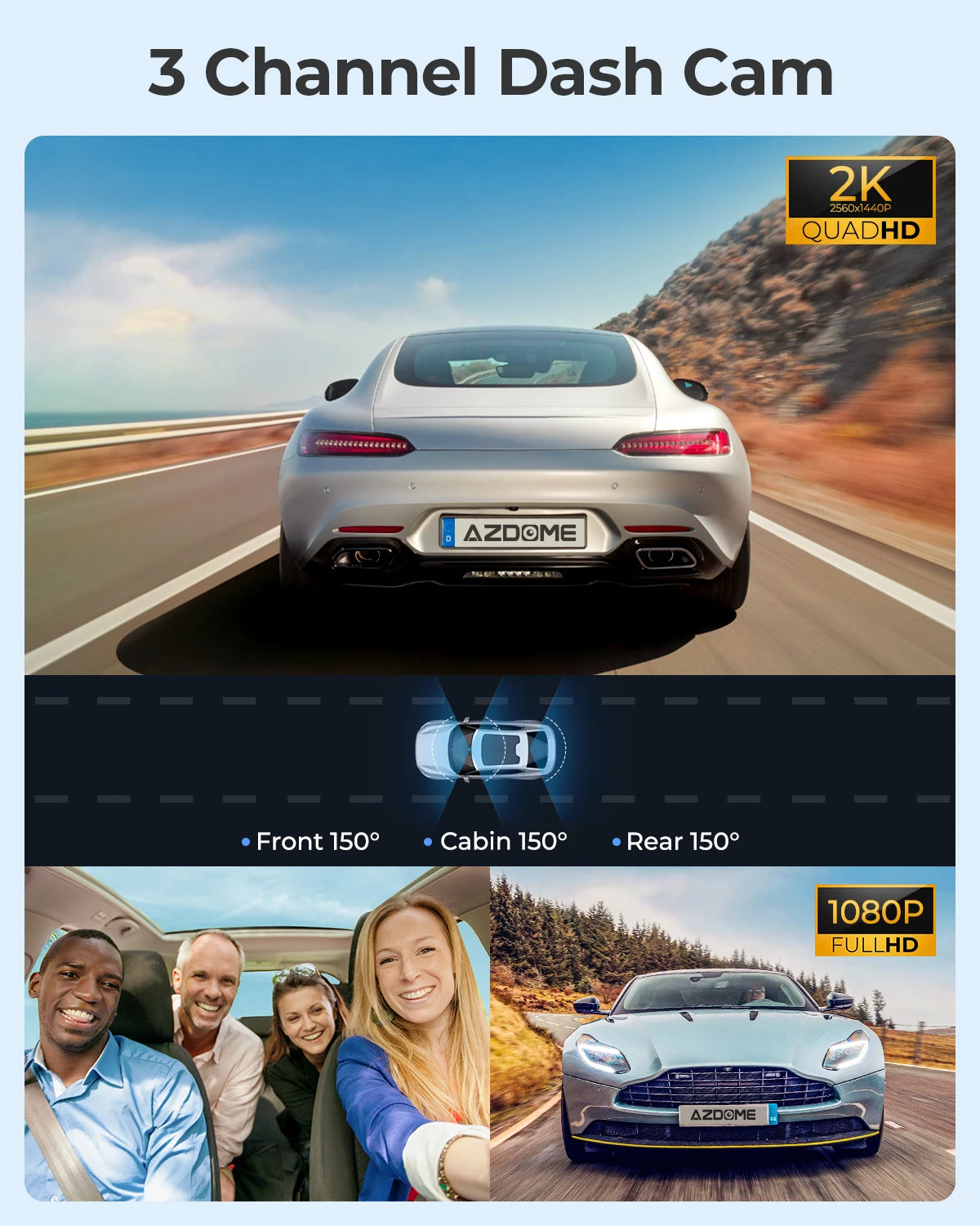 3 Channel Car Dash Cam