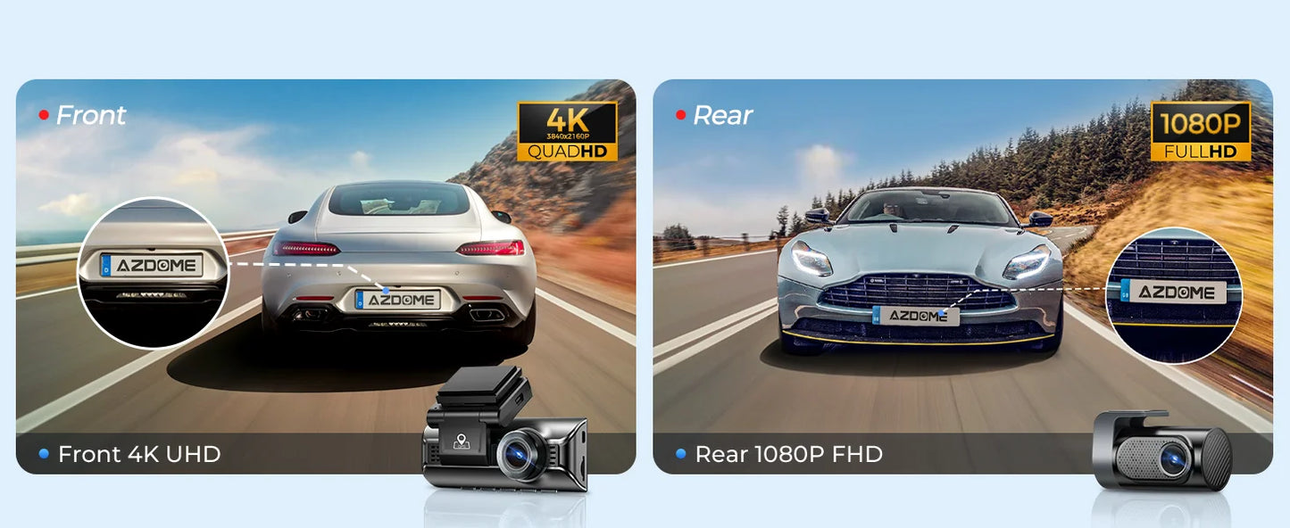 4k Front and 2k rear Car Dash Cam