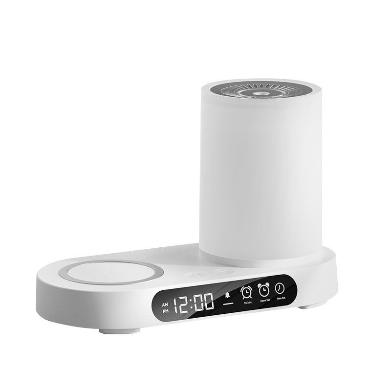 Aromatherapy Essential Oils Atmosphere Light, Home Multifunction USB Diffuser, Wireless Phone Charging Alarm Clock, Bluetooth Speaker Air Humidifier, Essential Oil Diffuser with Wireless Charging