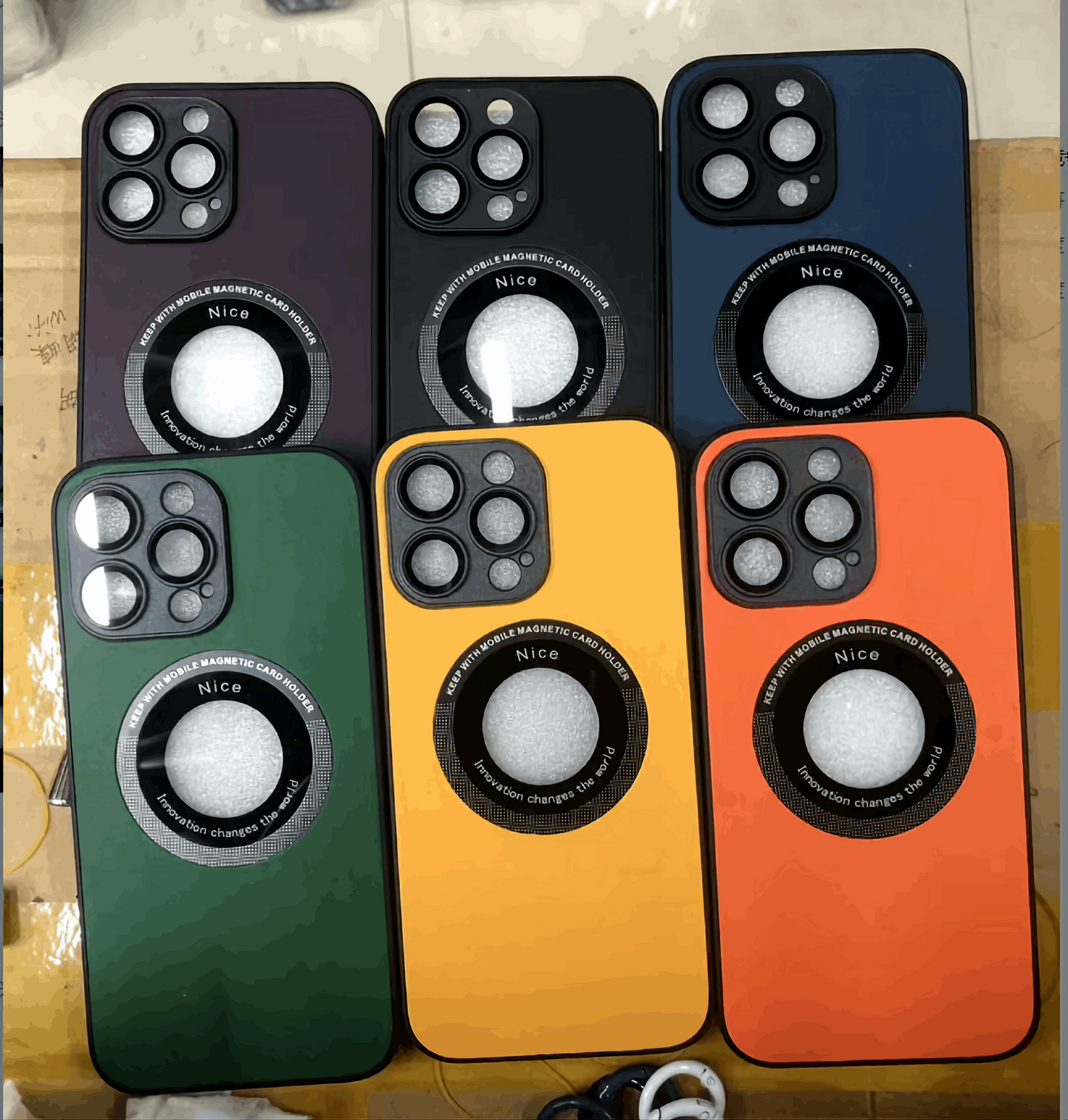 Business Logo Hole PU Leather Magsafe Case for iPhone 15 Series Lens Protector Soft Shockproof Back Cover at www.acheckbox.com A perfect gift for christmas thanksgiving black friday halloween holiday