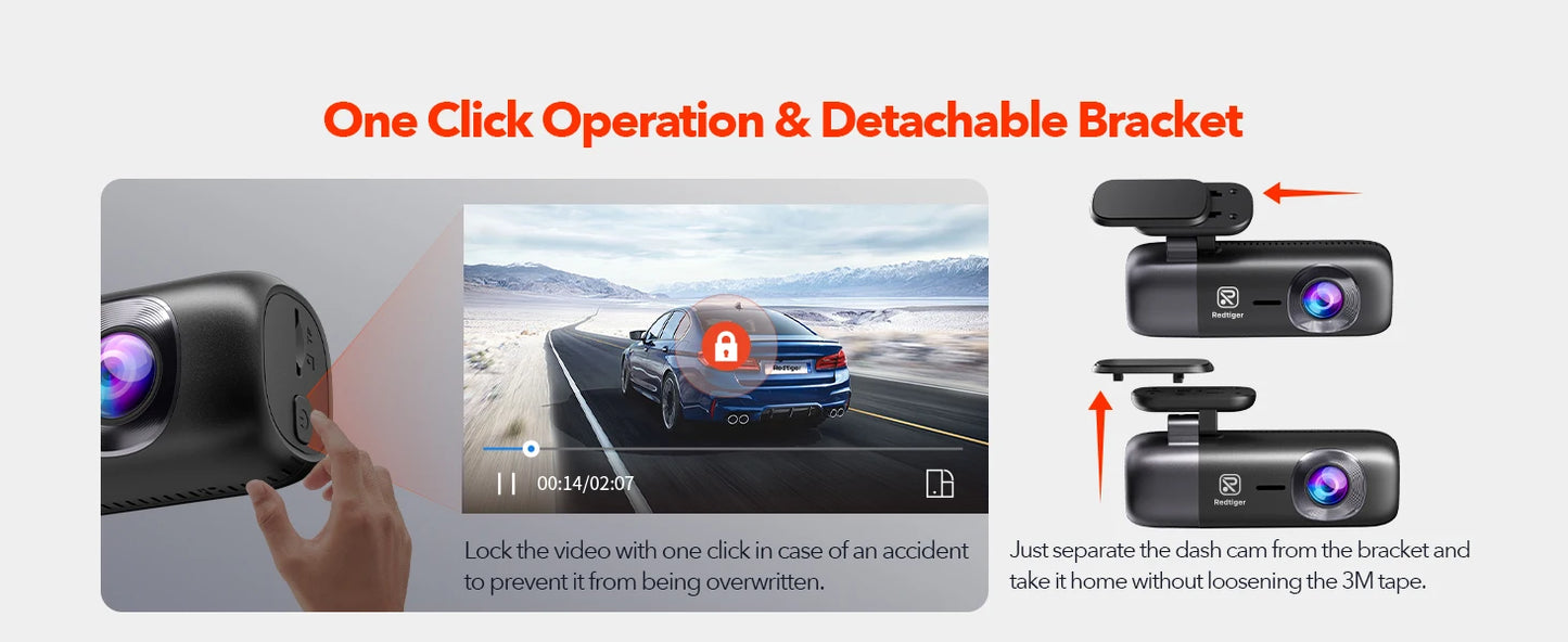 Detachable bracket car dash cam