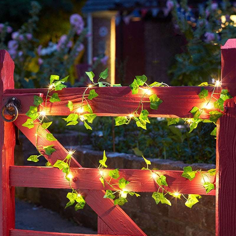 Flower Green Leaf String Lights Artificial Vine Fairy Lights Battery Powered Christmas Tree Garland Light for Weeding Home Decor at acheckbox.com