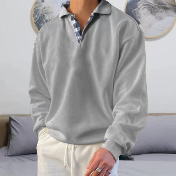 V-neck Long Sleeve Sweatshirt in gray