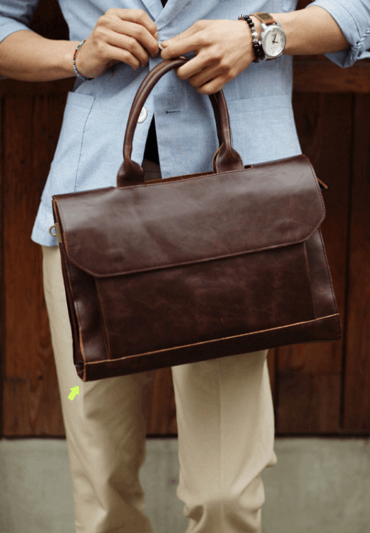 Men's Cross-Section Square Design Briefcase
