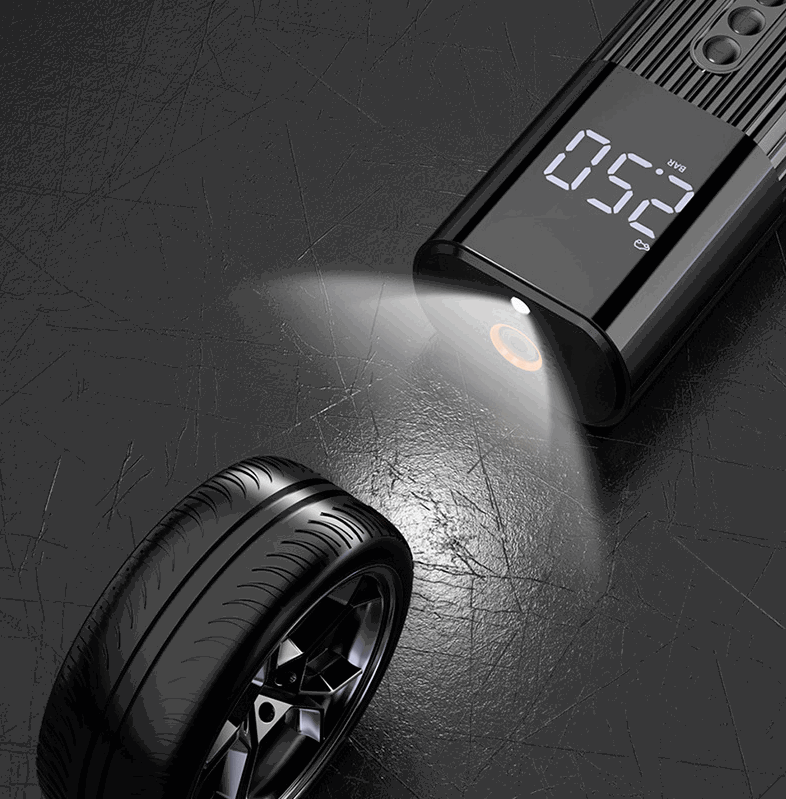 Portable Rechargeable Electric Smart Tire Inflation Air Compressor Auto Inflation for Car, Motorcycles, Bicycles, Boat with Digital Display torch at acheckbox. gift for halloween thanksgiving blackfriday christmas