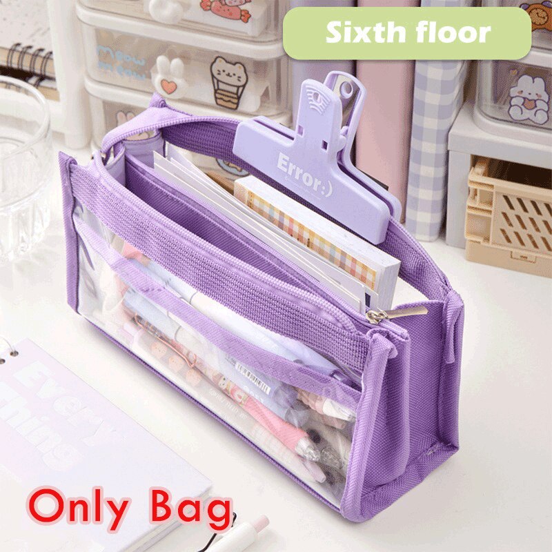 Six Layer Transparent Large Capacity Pencil Case