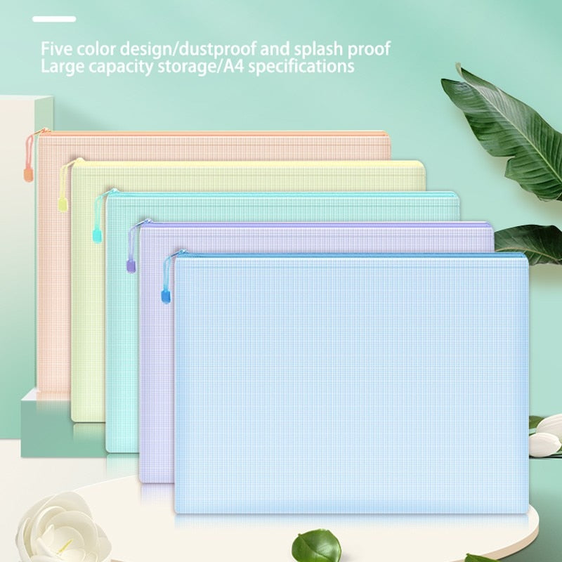 5pcs Mesh Zipper Pouch Document Bag Set