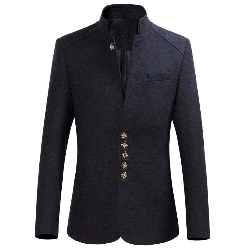 Stand Collar Slim Fit Suit in Classic wine red Colors