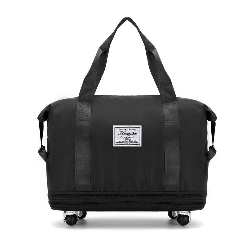 Travel Bag Universal Wheel Bag Dry and Wet Separation Bag Fitness Yoga Shoulder Bag Sports Fitness Handbag Large Capacity Travel Bag Womens Fashionable Bag Nylon Travel Bag Stylish Handbag Double Layer Storage Bag Black