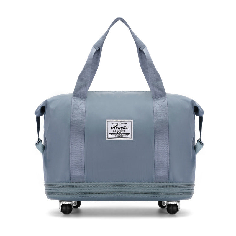 Travel Bag Universal Wheel Bag Dry and Wet Separation Bag Fitness Yoga Shoulder Bag Sports Fitness Handbag Large Capacity Travel Bag Womens Fashionable Bag Nylon Travel Bag Stylish Handbag Double Layer Storage Bag blue