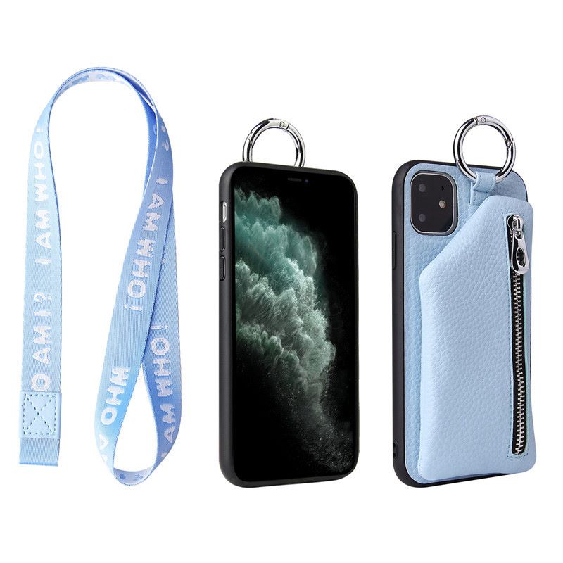 Trendy Neck Lanyard Phone Case Wallet with Secure PU Leather Grip