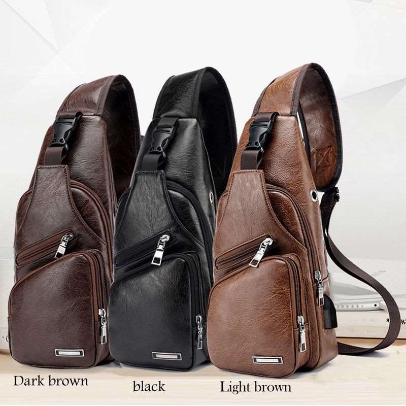 USB Charging Fashion Men's Trendy Crossbody Chest Bag