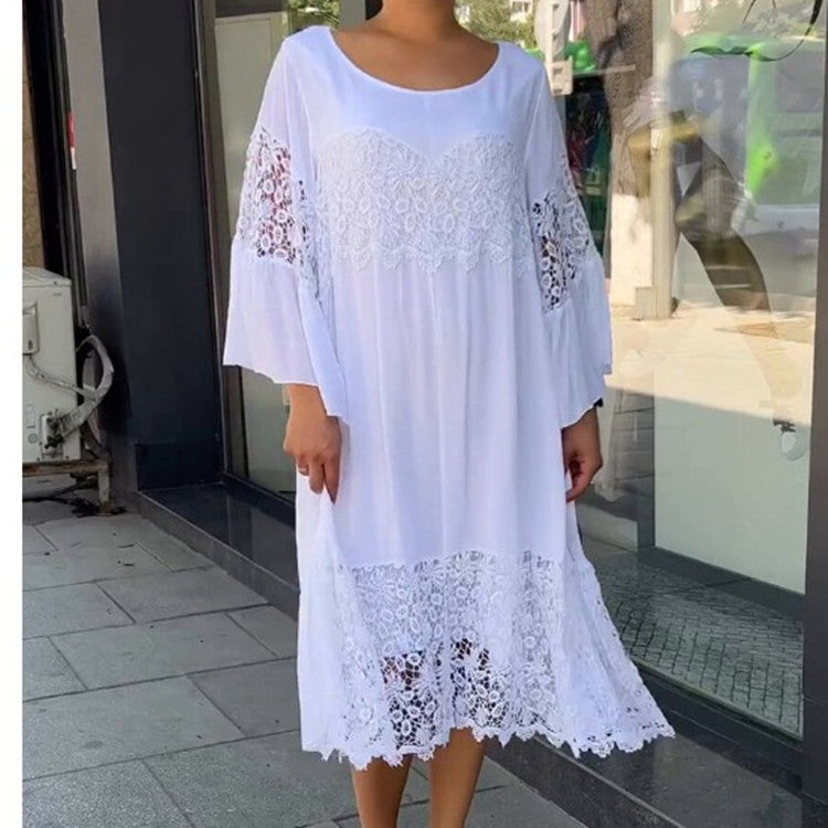 Wide Waist Sophistication Dress, Elevate Style with Classic White Dress