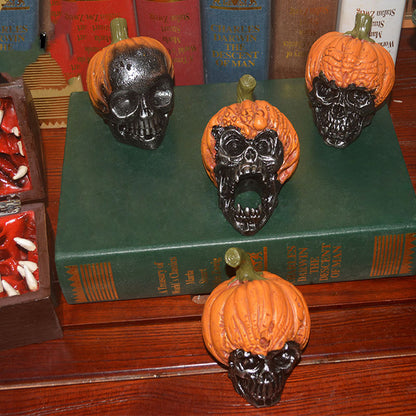 Hand Painted Halloween Pumpkin Skull Resin Craft Decoration Ornament