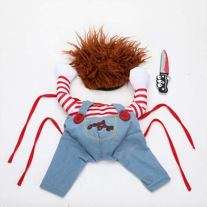 Pet Halloween Costume Kit - Clothes, Wig, and Foam Knife