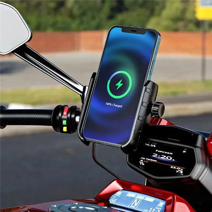 360° Rotation Motorcycle Phone Holder Wireless 15W Charging, USB C Output