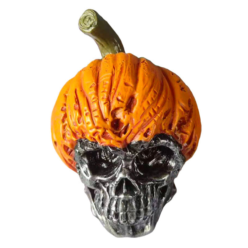 Hand Painted Halloween Pumpkin Skull Resin Craft Decoration Ornament