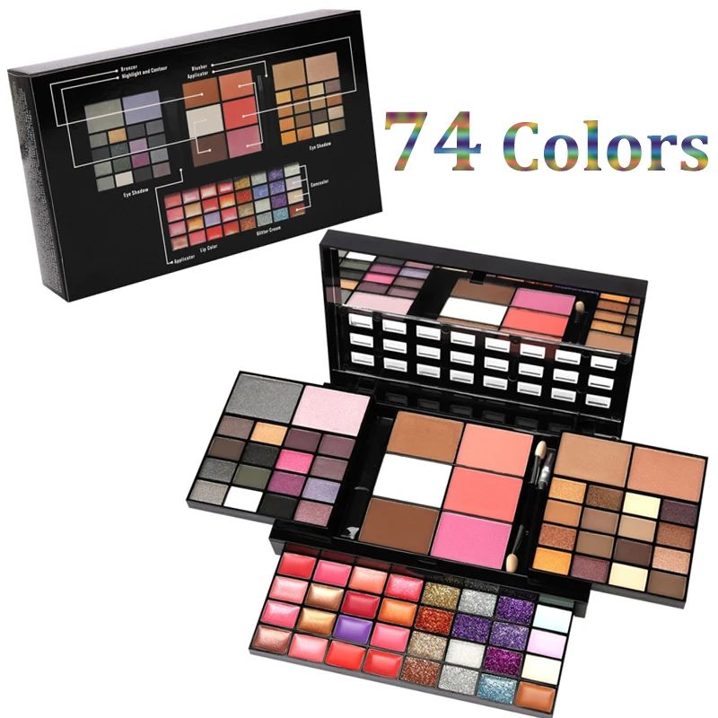 74 Colors Makeup Set Lip Gloss Blush Eyeshadow Highlight Combination Plate Wholesale Makeup Set at acheckbox A perfect gift for loved ones on any ocassion