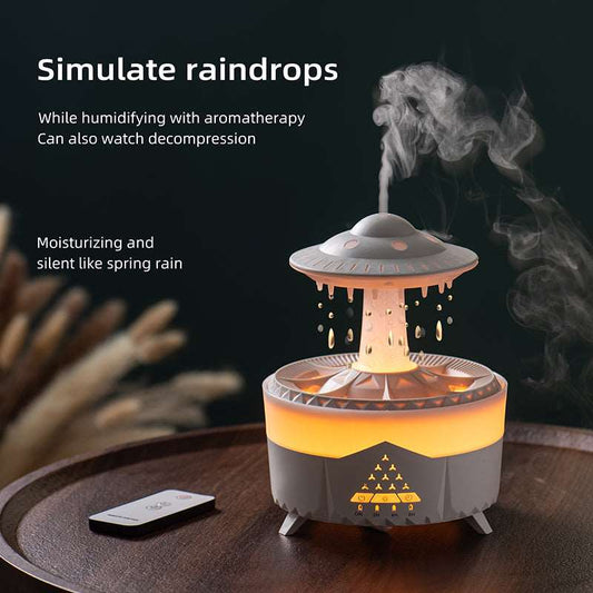 UFO Water Drop Humidifier Rain Cloud Air Humidifier Aromatherapy Essential Oils Aroma Diffuser USB Charging 7 Color Mist Maker