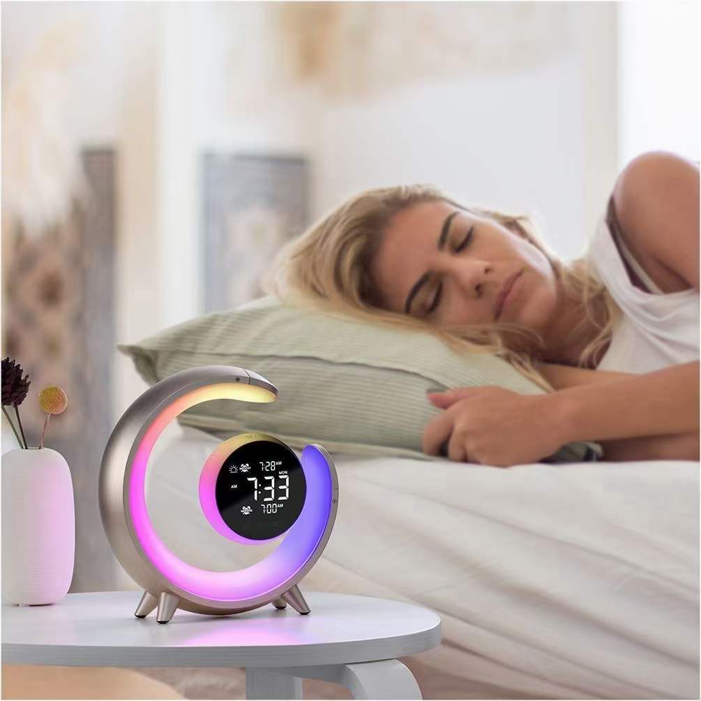 Alarm clock with touch control, wake-up light with nature music, LED energy-saving night light, sleep promotion technology, modern home office decoration, USB rechargeable nightstand table lamp. www.acheckbox.com