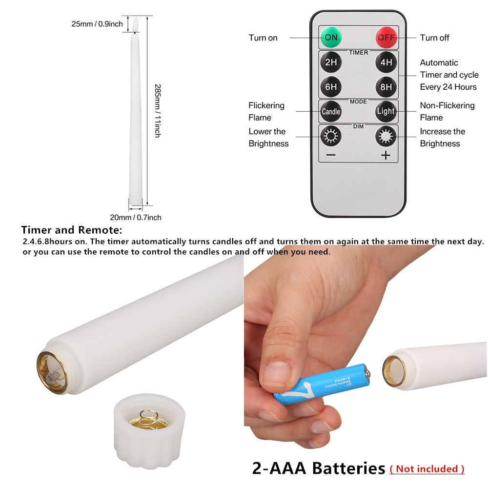 Battery-operated fake flickering candlesticks