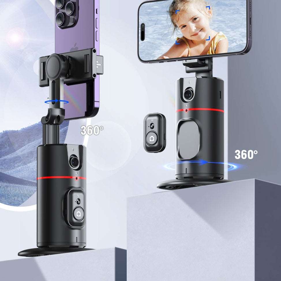 Best 360 Rotation Gimbal Stabilizer Follow up Selfie Desktop Face Tracking Gimbal for Tiktok Smartphone Live with Remote Shutter at acheckbox. A perfect gift for christmas halloween black friday thanksgiving