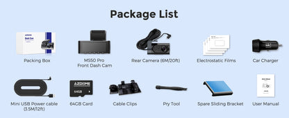 Car dash cam Package List