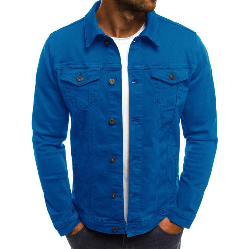 Casual Men's Denim Button Jacket in 95% Cotton