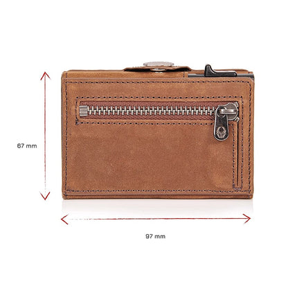 Compact Luxury Genuine Leather Pop-Up Wallet with RFID, Your Fashionable Everyday Essentia
