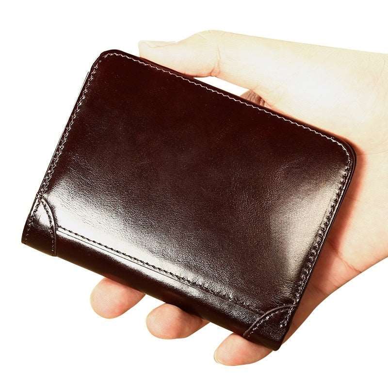 Cow Leather Classic Short Male Purse Wallet for Refined Taste
