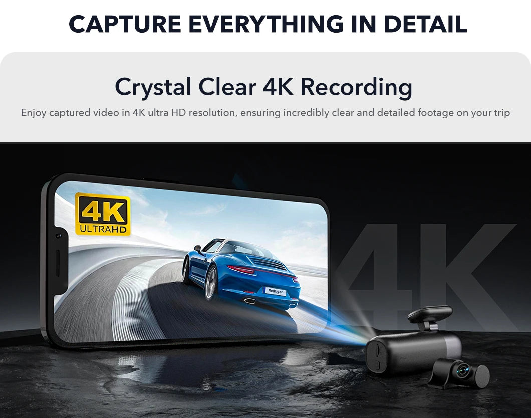 Crystal clear 4k recording car dash cam 
