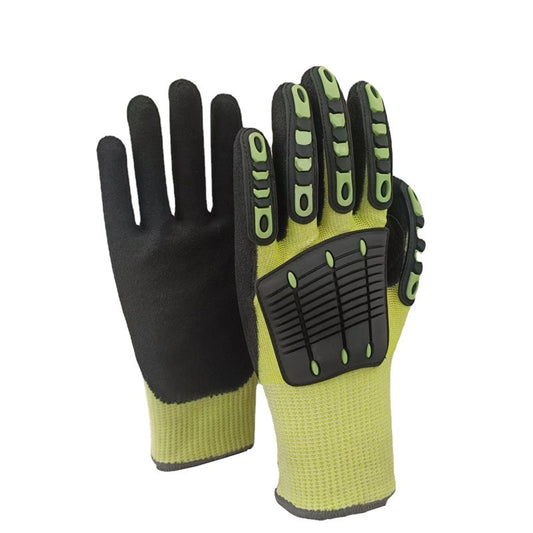 Cut Resistant Safety Work Glove Anti Vibration Anti Impact Oil-proof Protective With Nitrile Dipped Palm Glove for Working at acheckbox