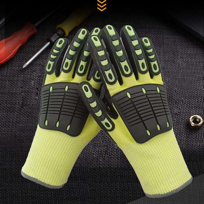 Cut Resistant Safety Work Glove Anti Vibration Anti Impact Oil-proof Protective With Nitrile Dipped Palm Glove for Working at www.acheckbox.com