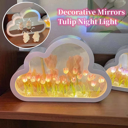 Decorative Cloud Tulip Night Light and Mirror