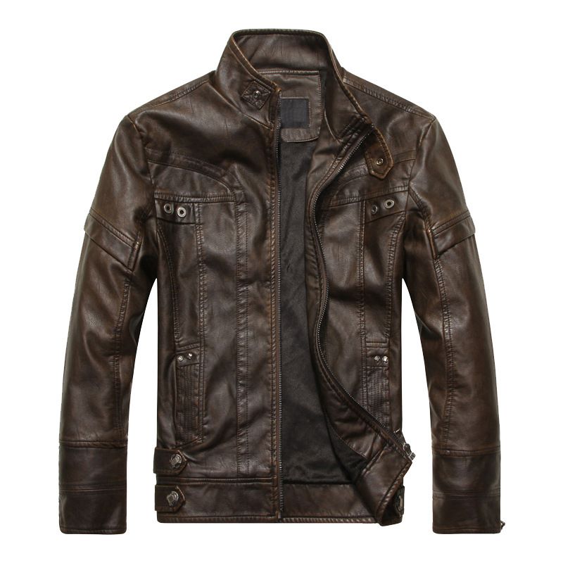 Easy Movement Fit for Cruelty-Free Winter Fashion biker style jacket in coffee color