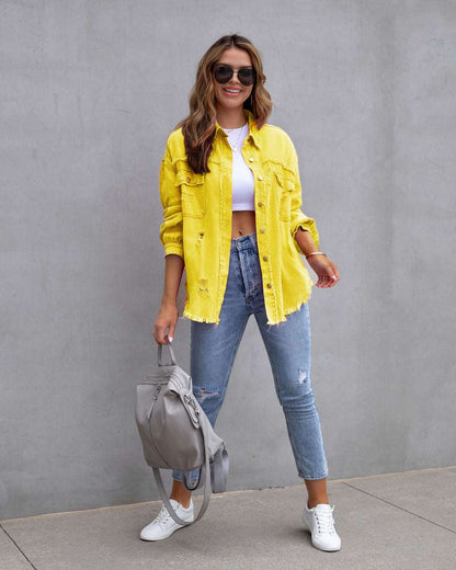 Eye-Catching Ripped Shirt Jacket - Your Statement Piece