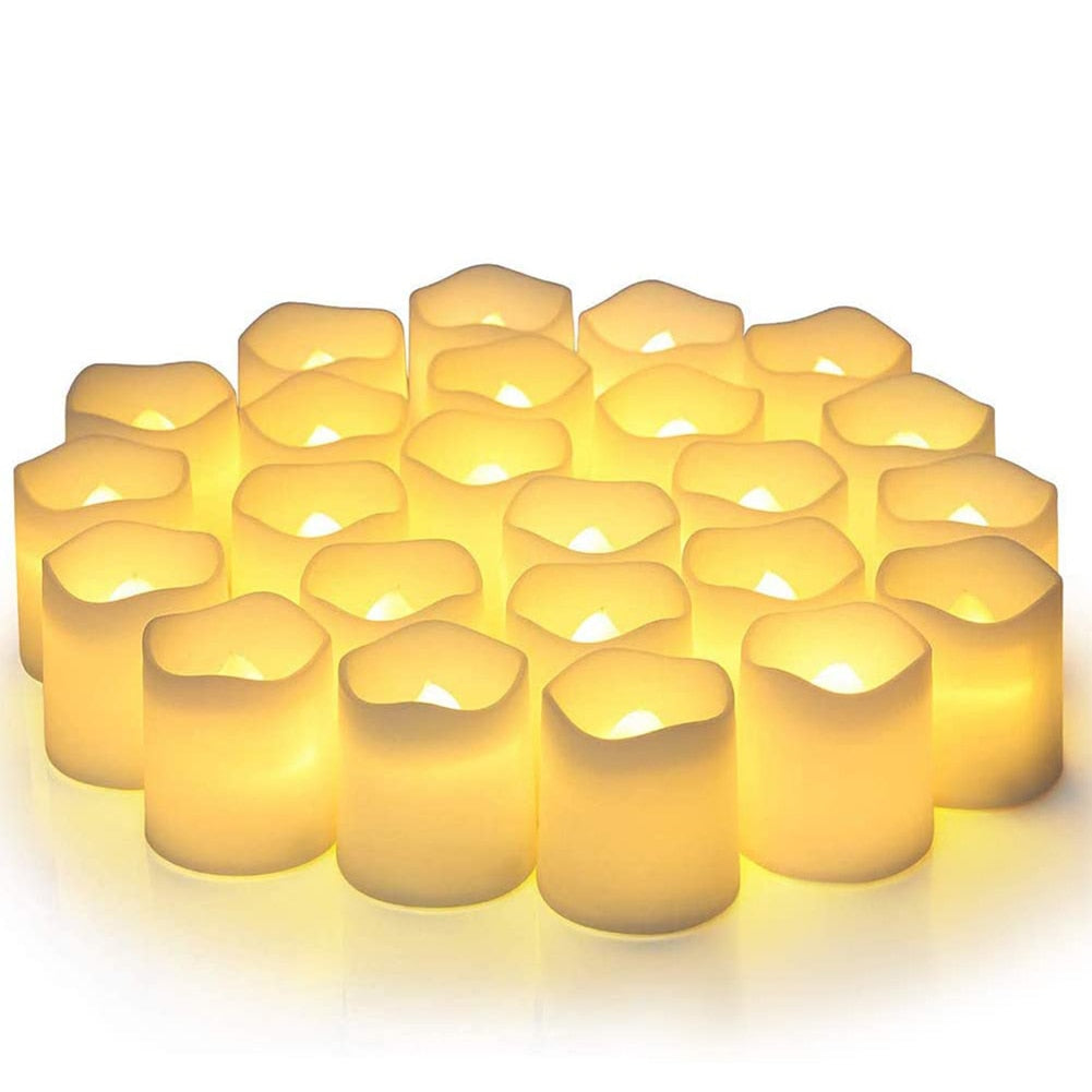 Flameless LED candle set for all occasions, offering realistic brilliance, economical long-lasting glow, and versatile elegance for parties, holidays, and family gatherings decoration at www.acheckbox.com