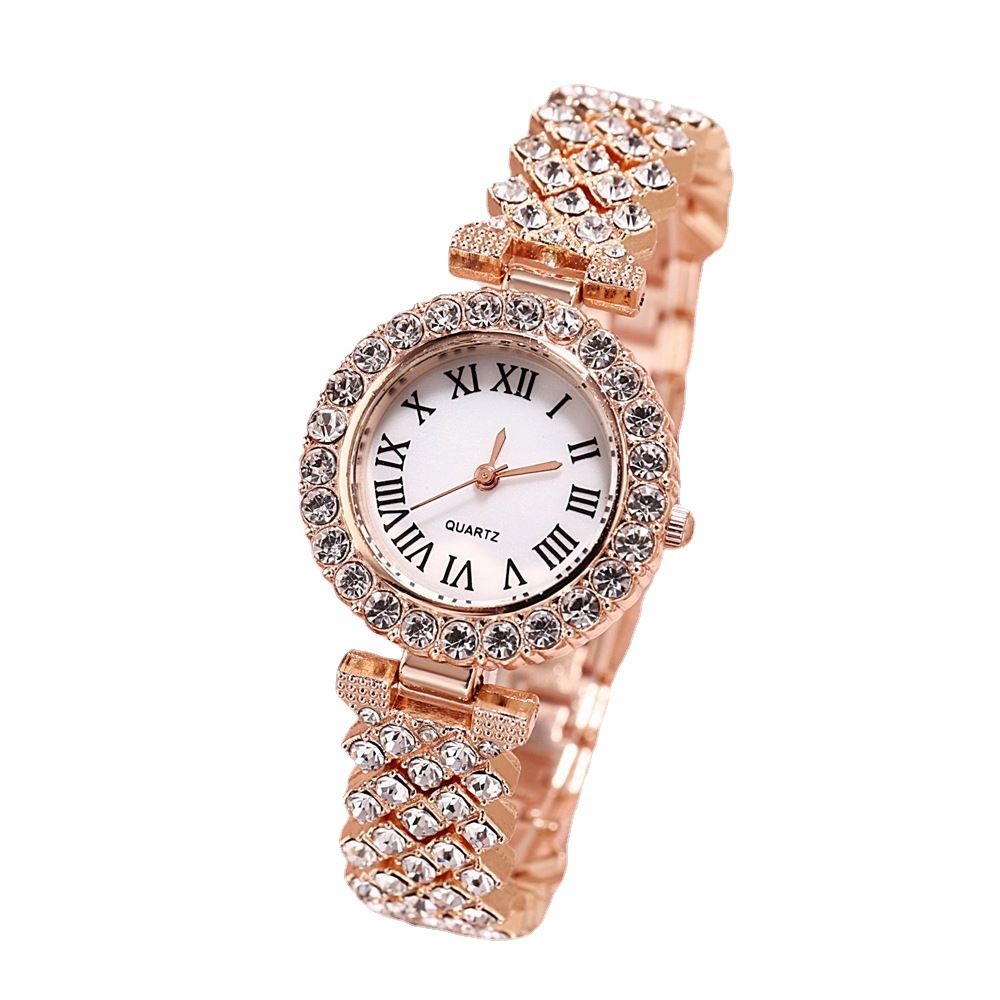 Glamorous diamond design, Stylish and sophisticated timepiece, Female fashion accessories, Alloy material jewelry set, Complete jewelry suite, Fashionable wristwatch set, Coordinated watch and jewelry set