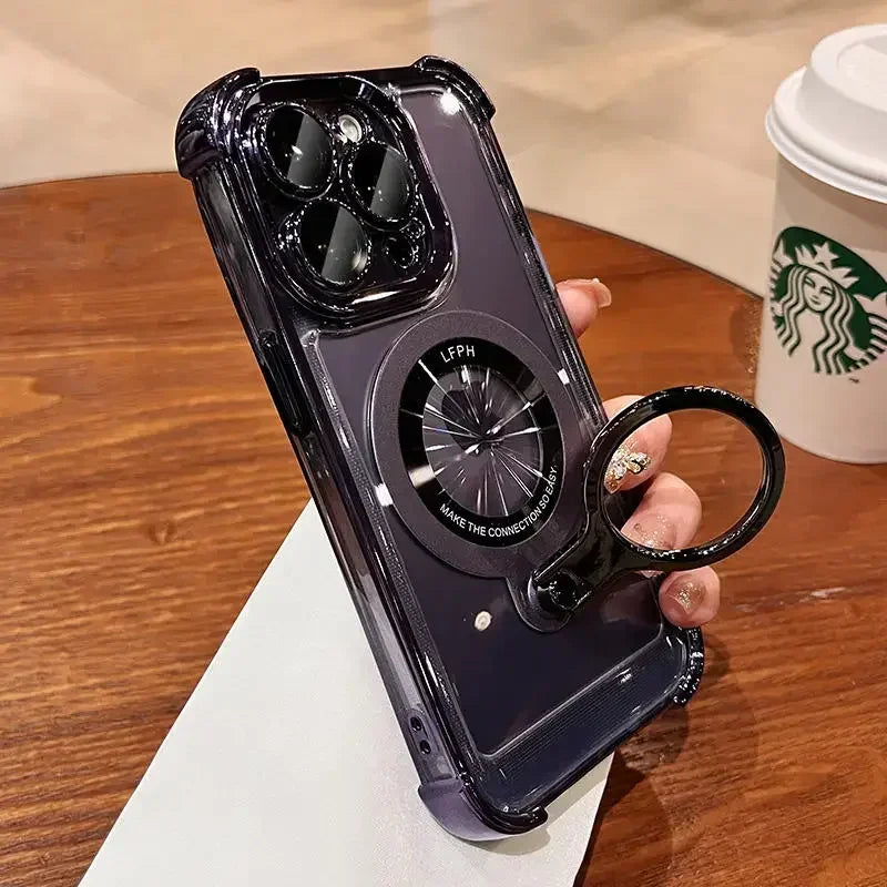 Hands-Free Media Mastery Magnetic iPhone Stand Purple Case