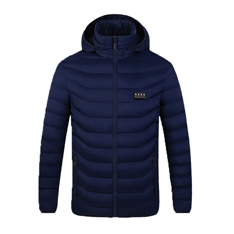 Heated jacket with USB battery power for outdoor use