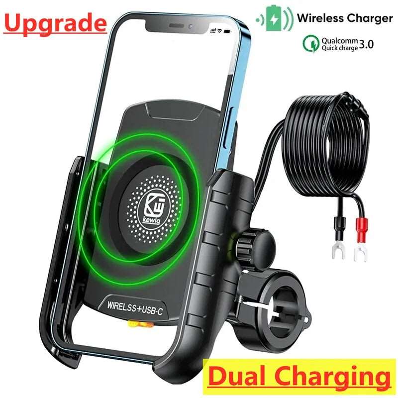 Innovative 2-in-1 Motorcycle Charger USB C Port and Wireless Charging