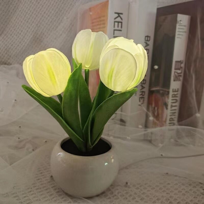 LED tulip night light Plugged-in or battery-powered lamp