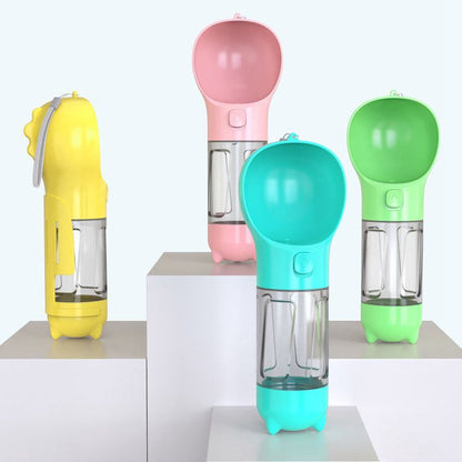 Leak-Proof 3-in-1 Pet Travel Bottle Portable Solution for On-the-Go Hydration, Food, and Cleanup at www.acheckbox.com