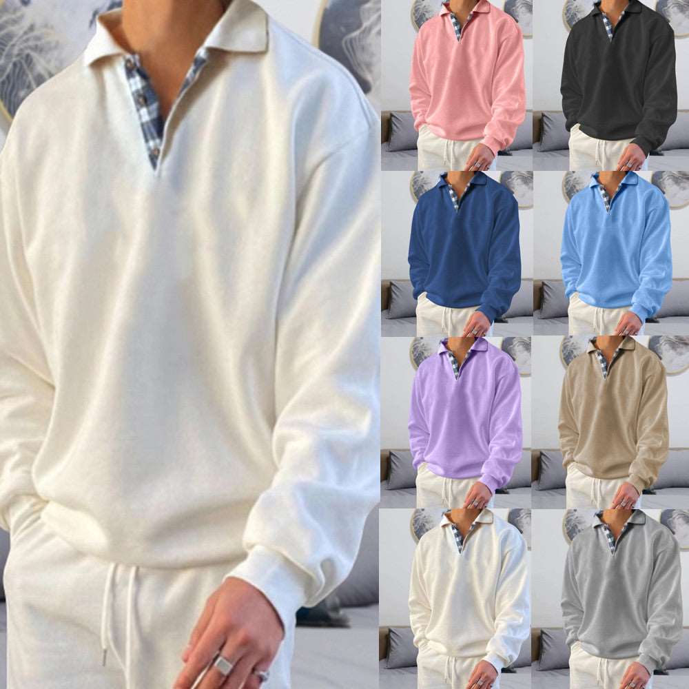 Long Sleeve V-neck Men's Loose Sweatshirt in colors at www.acheckbox.com