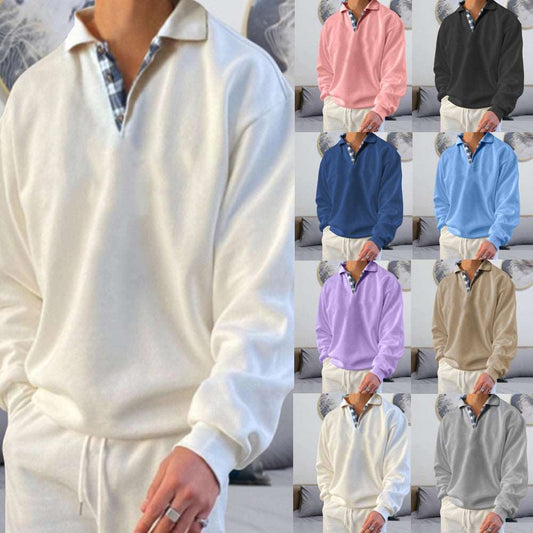 Long Sleeve V-neck Men's Loose Sweatshirt in colors at www.acheckbox.com