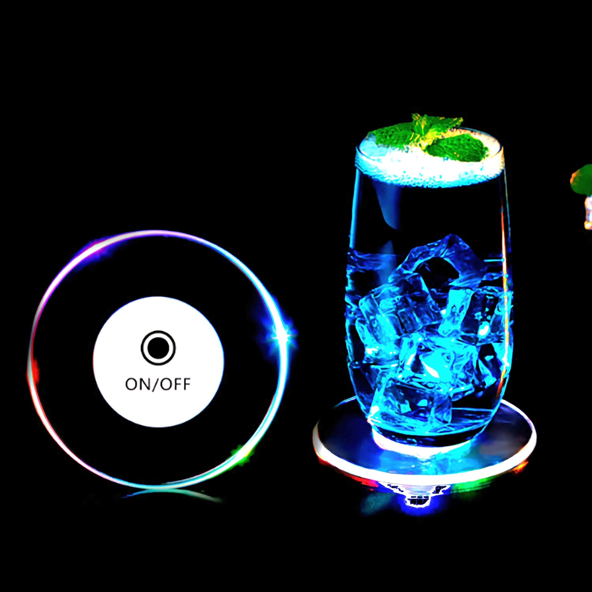 LED Glow Coaster Acrylic Crystal Emitting Luminous Bar Cocktail Mug Stand Light Coasters Flashing Base Tableware Decoration Pads at acheckbox