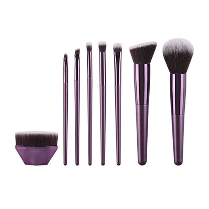 Makeup Brush Set, 7pcs Kit, High-Quality Synthetic Hair Tools, Profesional Purple Coffee Wooden Handle Brushes,