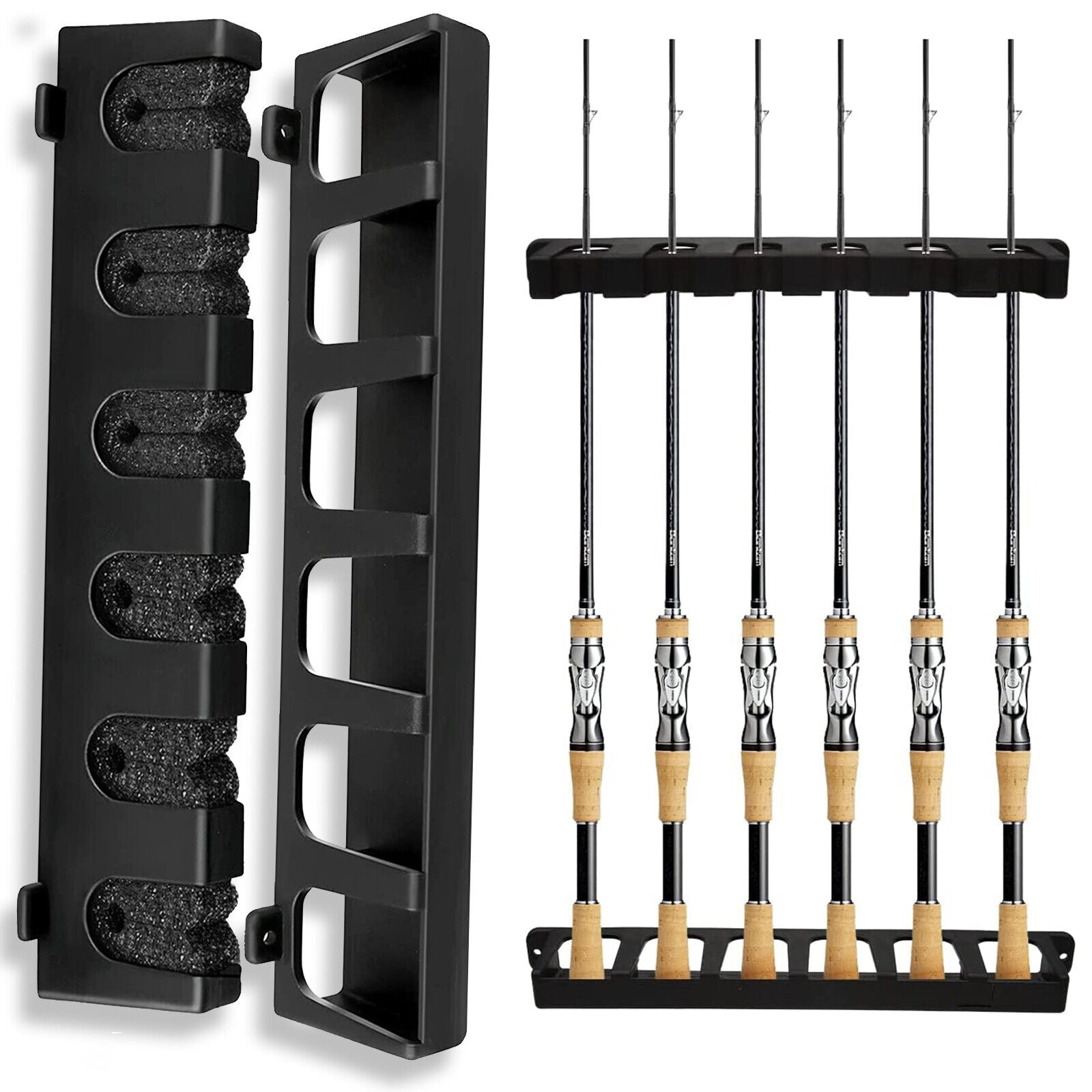 Wall-Mounted Fishing Rod Holder for 6 Rods